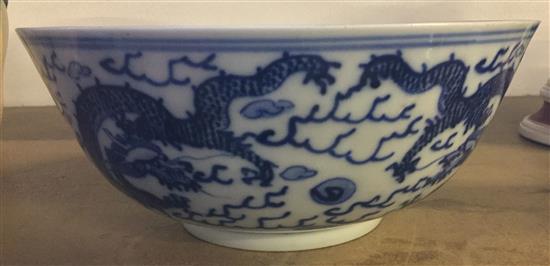 Chinese blue and white dragon bowl